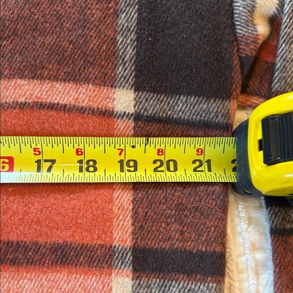 Medium Weight Flannel Plaid Shacket in Orange, Tan Brown - Picture 6 of 9